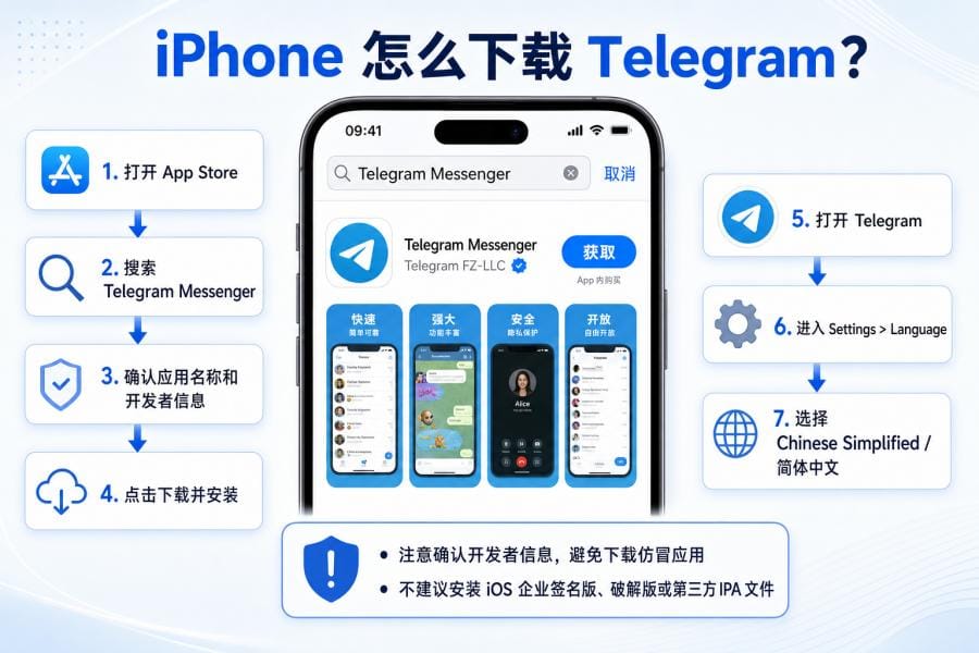 iPhone 下载 Telegram Messenger 并避免第三方 IPA 风险
