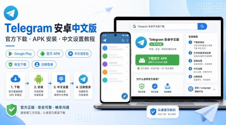 Telegram 安卓中文版怎么下载和安装?官方 APK 下载与中文设置教程