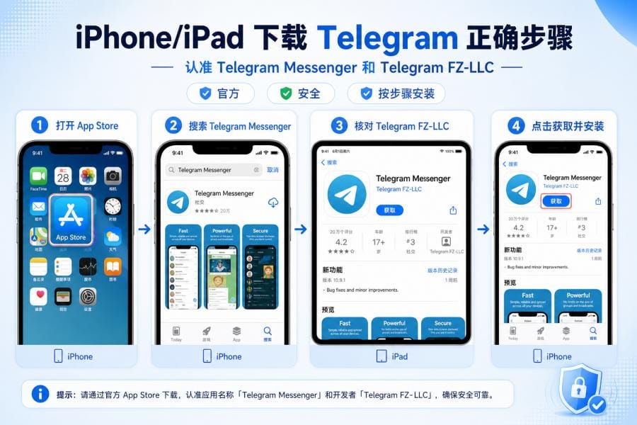 Telegram iOS 中文版怎么下载？iPhone/iPad 官方安装与中文设置教程 配图 2