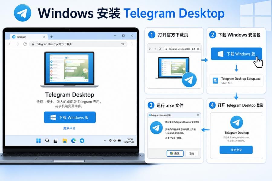 Telegram 电脑版中文版怎么下载？Windows/Mac 安装与中文设置教程 配图 1