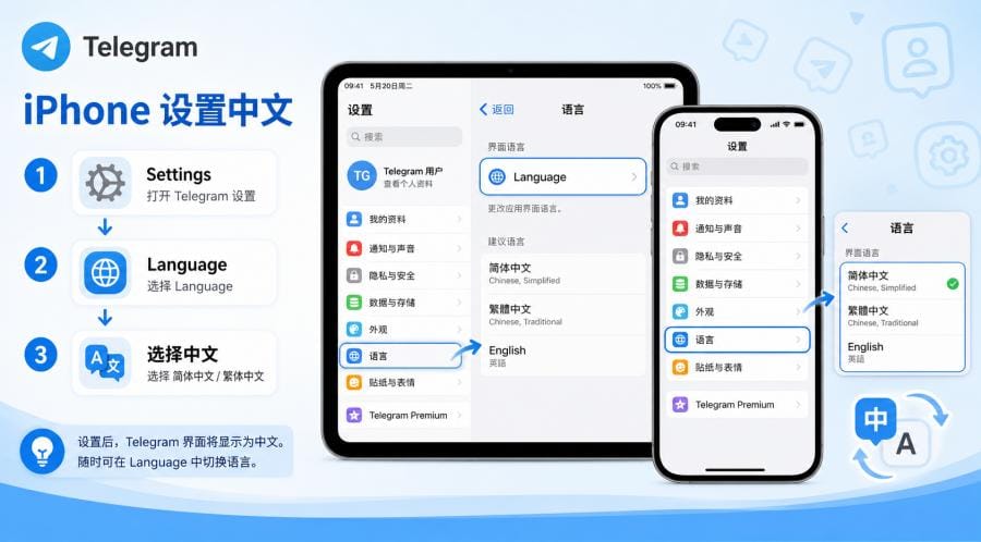 Telegram 怎么设置中文？手机和电脑中文界面设置教程 配图 2
