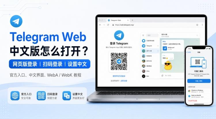 Telegram Web 中文版怎么打开？网页版登录、扫码登录与中文设置教程
