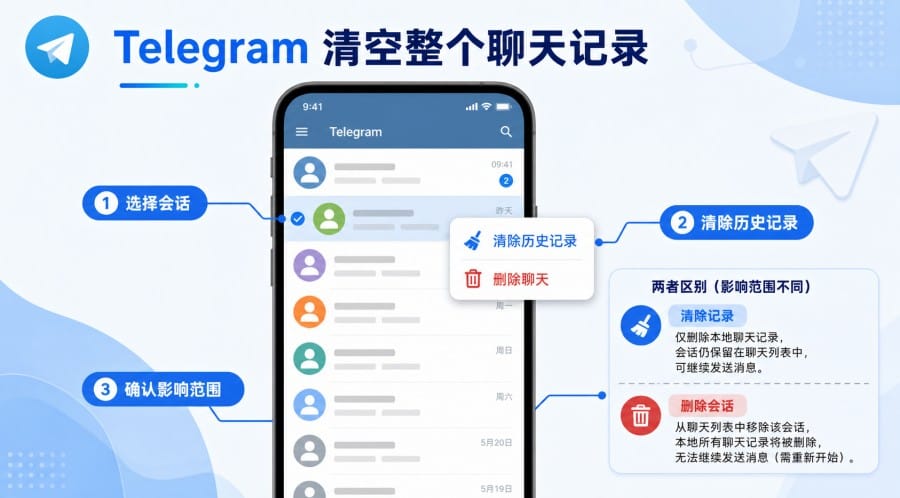 Telegram 中文版怎么删除聊天记录 配图 2