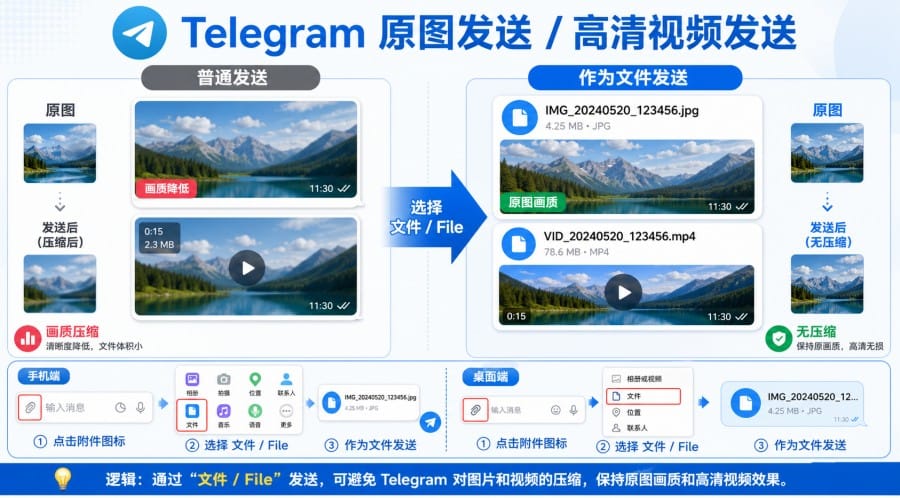 Telegram 中文版怎么发送图片和视频？手机、电脑与原图发送教程 第 4 张正文图