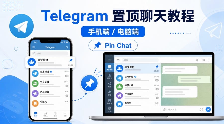 Telegram 中文版怎么置顶聊天?iPhone、安卓和电脑端操作教程