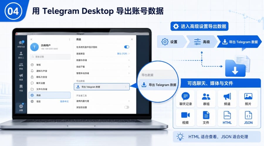 Telegram 中文版聊天记录怎么备份 image 3
