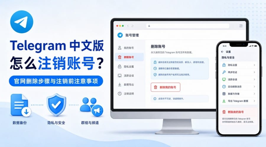 Telegram 中文版怎么注销账号?官网删除步骤与注销前注意事项