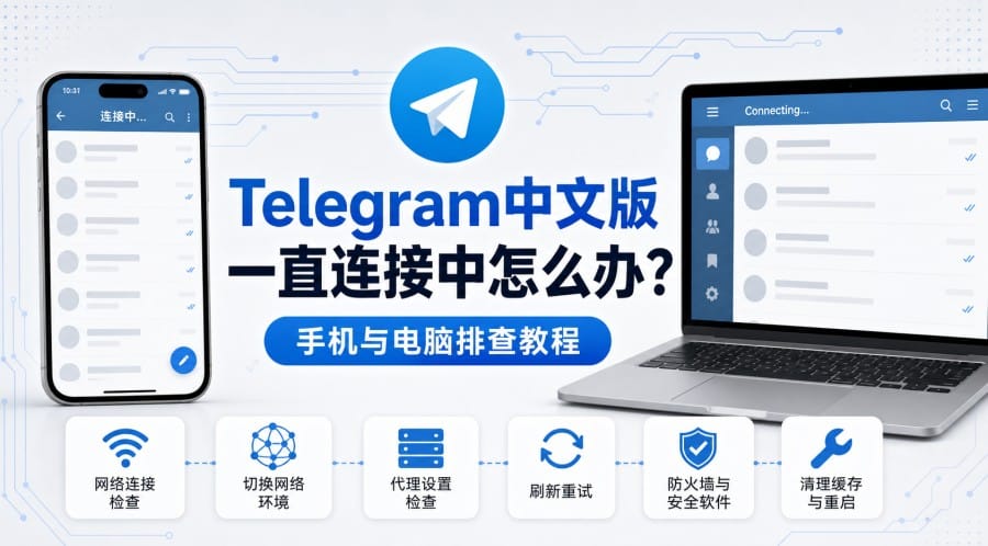 Telegram中文版一直连接中怎么办?手机与电脑排查教程