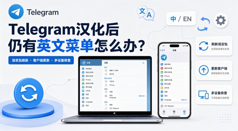 Telegram汉化后仍有英文菜单怎么办?新手排查与解决方法