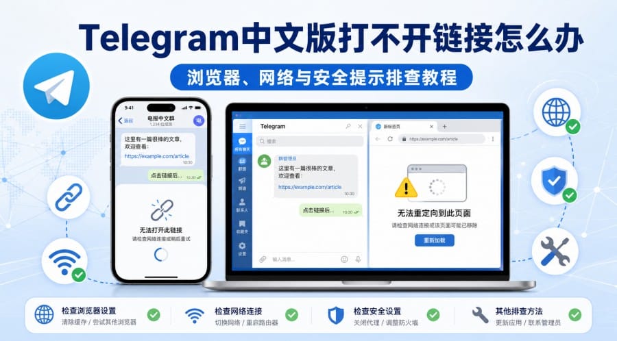 Telegram中文版打不开链接怎么办？手机、电脑与网络排查教程