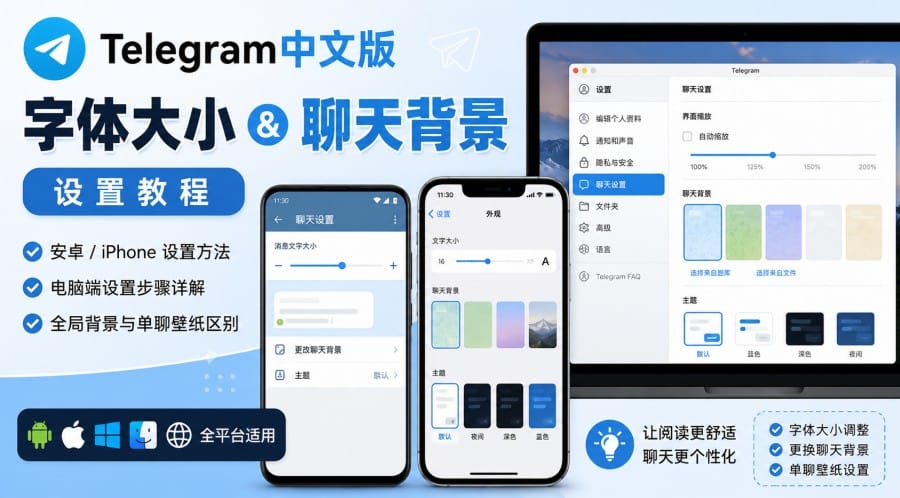 Telegram中文版怎么调整字体大小和聊天背景?