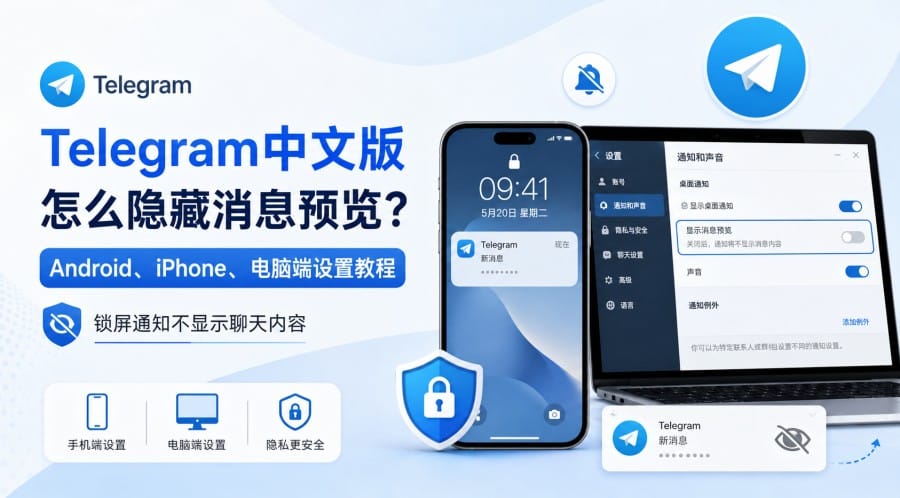 Telegram中文版怎么隐藏消息预览？Android、iPhone与电脑端设置方法